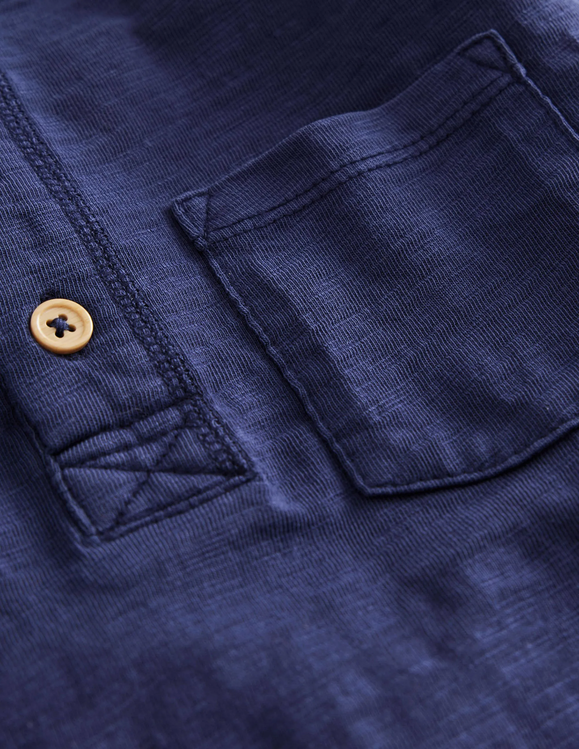 Long Sleeve Henley T-shirt-Navy